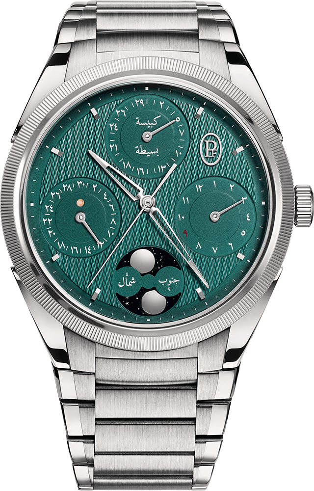 Tonda PF Hijri Perpetual Calendar Steel Platinum Viridian Green